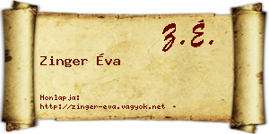 Zinger Éva névjegykártya